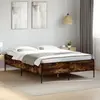 vidaXL Cadre de lit chêne fumé 140x190 cm bois d'ingénierie et métal