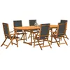 vidaXL Ensemble à manger de jardin 7pcs bois d'acacia solide textilène