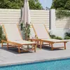 vidaXL Chaises longues lot de 2 gris bois acacia solide et textilène