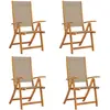 vidaXL Chaises pliables de jardin lot de 4 bois d'acacia et textilène