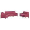 vidaXL Ensemble de canapés 3 pcs avec coussins Rouge bordeaux Velours