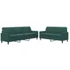 vidaXL Ensemble de canapés 2 pcs avec coussins Vert foncé Velours