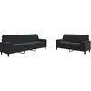 vidaXL Ensemble de canapés 2 pcs avec coussins Noir Velours