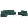 vidaXL Ensemble de canapés 3 pcs avec coussins Vert foncé Velours