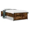 vidaXL Cadre de lit chêne fumé 120x200 cm bois d'ingénierie et métal