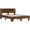 vidaXL Cadre de lit chêne fumé 140x200 cm bois d'ingénierie et métal
