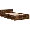 vidaXL Cadre de lit à tiroirs chêne fumé 135x190 cm bois d'ingénierie