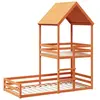 vidaXL Lit superposé avec toit cire marron 90x190cm bois massif de pin