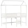 vidaXL Lit superposé et échelle et toit blanc 90x190cm bois pin massif
