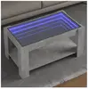 vidaXL Table basse avec LED gris béton 93x53x45 cm bois d'ingénierie