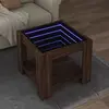 vidaXL Table basse avec LED chêne marron 53x53x45 cm bois d'ingénierie