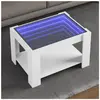 vidaXL Table basse avec LED blanc 73x53x45 cm bois d'ingénierie