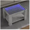 vidaXL Table basse avec LED gris béton 73x53x45 cm bois d'ingénierie
