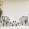 vidaXL Lot de 3 Chaise de jardin noir et gris clair résine tressée
