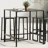 vidaXL Table de bar noir 100x100x110 cm acier enduit de poudre