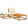 vidaXL Salon de jardin avec coussins 3 pcs bois massif d'acacia