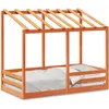 vidaXL Lit pour enfants et toit cire marron 75x190 cm bois massif pin