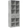 vidaXL Buffet haut gris béton 70x42,5x185 cm bois d'ingénierie