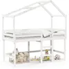 vidaXL Lit superposé et échelle et toit blanc 90x190cm bois pin massif