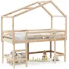 vidaXL Lit superposé et échelle et toit 90x200 cm bois de pin massif