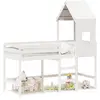 vidaXL Lit superposé et échelle et toit blanc 90x190cm bois pin massif