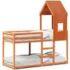 vidaXL Lit superposé avec toit cire marron 80x200cm bois massif de pin