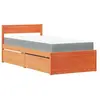 vidaXL Lit avec tiroirs/matelas cire marron 100x200 cm bois massif pin