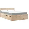 vidaXL Lit avec tiroirs et matelas 140x190 cm bois massif de pin