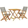 vidaXL Ensemble de bistro 3 pcs gris résine tressée et bois massif