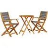 vidaXL Ensemble de bistro 3 pcs gris polypropylène et bois massif