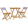 vidaXL Ensemble de bistro 3 pcs bleu et blanc tissu et bois massif
