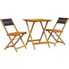 vidaXL Ensemble de bistro 3 pcs noir polypropylène et bois massif