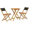vidaXL Ensemble de bistro 3 pcs noir polypropylène et bois massif