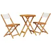vidaXL Ensemble de bistro 3 pcs blanc crème tissu et bois massif