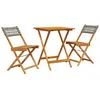 vidaXL Ensemble de bistro 3 pcs gris résine tressée et bois massif