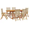 vidaXL Ensemble à manger de jardin 7 pcs beige rotin et bois massif