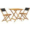 vidaXL Ensemble de bistro 3 pcs noir polypropylène et bois massif