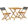 vidaXL Ensemble de bistro 3 pcs noir résine tressée et bois massif