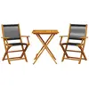 vidaXL Ensemble de bistro 3 pcs noir polypropylène et bois massif