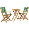 vidaXL Ensemble de bistro 3 pcs motif de feuilles tissu et bois massif