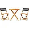 vidaXL Ensemble de bistro 3 pcs noir résine tressée et bois massif