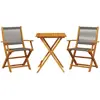 vidaXL Ensemble de bistro 3 pcs gris polypropylène et bois massif