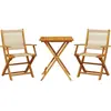 vidaXL Ensemble de bistro 3 pcs beige polypropylène et bois massif