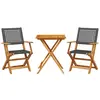 vidaXL Ensemble de bistro 3 pcs noir résine tressée et bois massif
