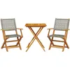 vidaXL Ensemble de bistro 3 pcs gris résine tressée et bois massif