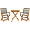 vidaXL Ensemble de bistro 3 pcs gris polypropylène et bois massif