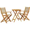vidaXL Ensemble de bistro 3 pcs beige polypropylène et bois massif