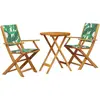 vidaXL Ensemble de bistro 3 pcs motif de feuilles tissu et bois massif