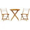 vidaXL Ensemble de bistro 3 pcs blanc crème tissu et bois massif