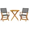 vidaXL Ensemble de bistro 3 pcs noir résine tressée et bois massif